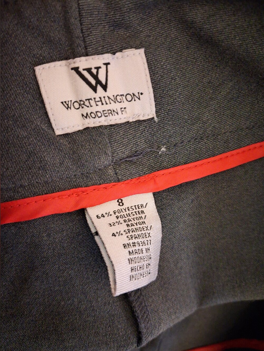New Worthington Size 8 Gray Slacks Trousers Modern Fit - Picture 5 of 5
